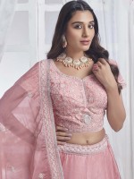 Rose Pink Pure Organza Lehenga Choli